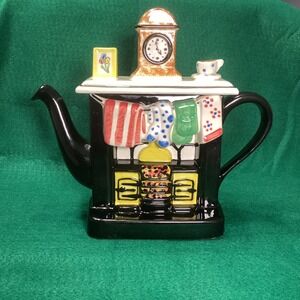 Tony Carter Novelty Teapot Kitchen Range Stove Mantel Clock Made in England